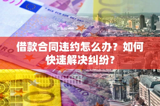 武汉借款合同违约怎么办？如何快速解决纠纷？